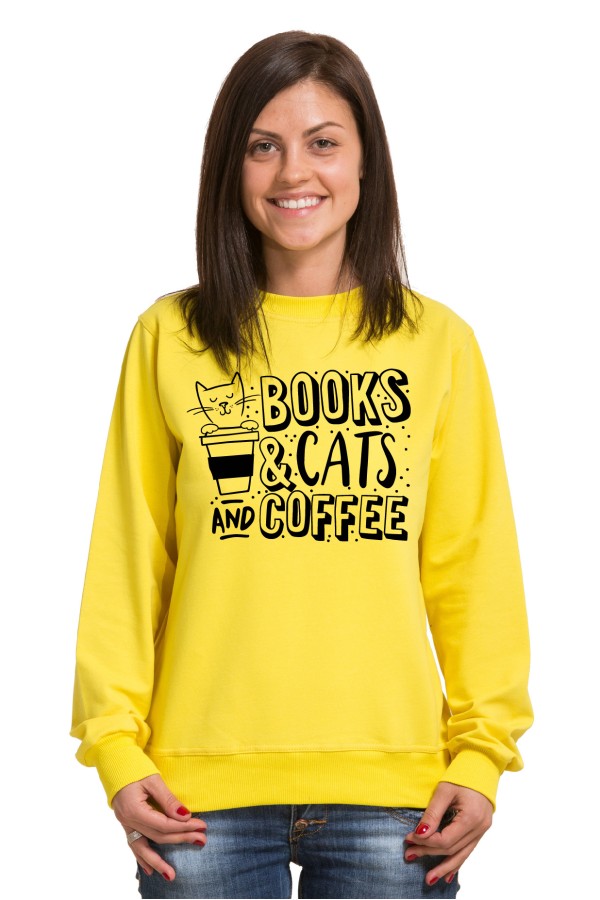 Толстовка, свитшот, футболка Books&Cats&Coffee