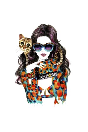 Толстовка Девушка с котом, свитшот Девушка с котом, футболка Девушка с котом