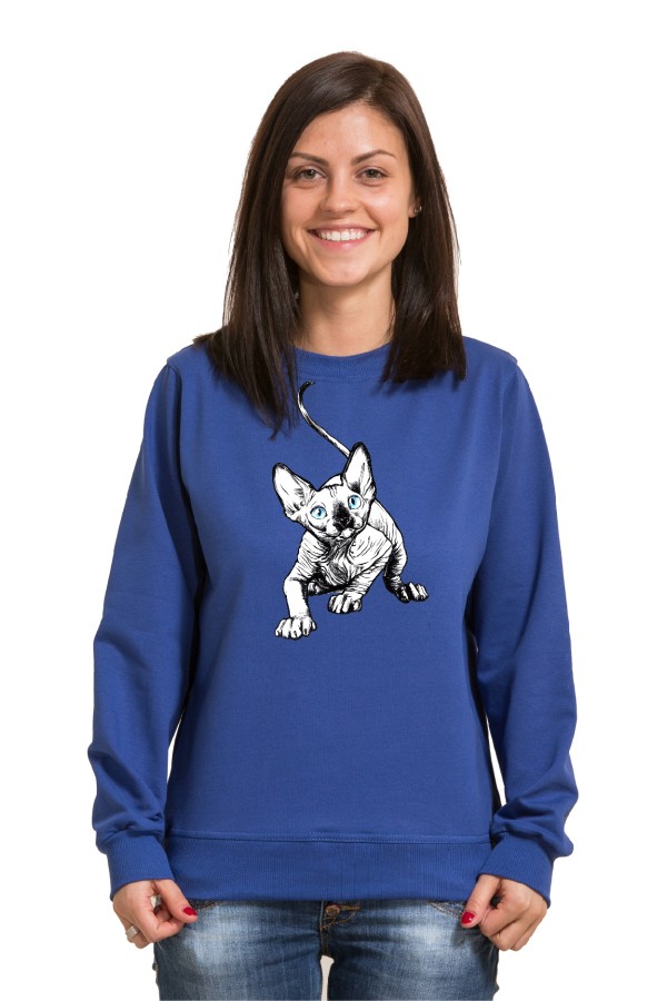  Толстовка с принтом Голубоглазый кот, свитшот с принтом Голубоглазый кот, футболка с принтом Голубоглазый кот