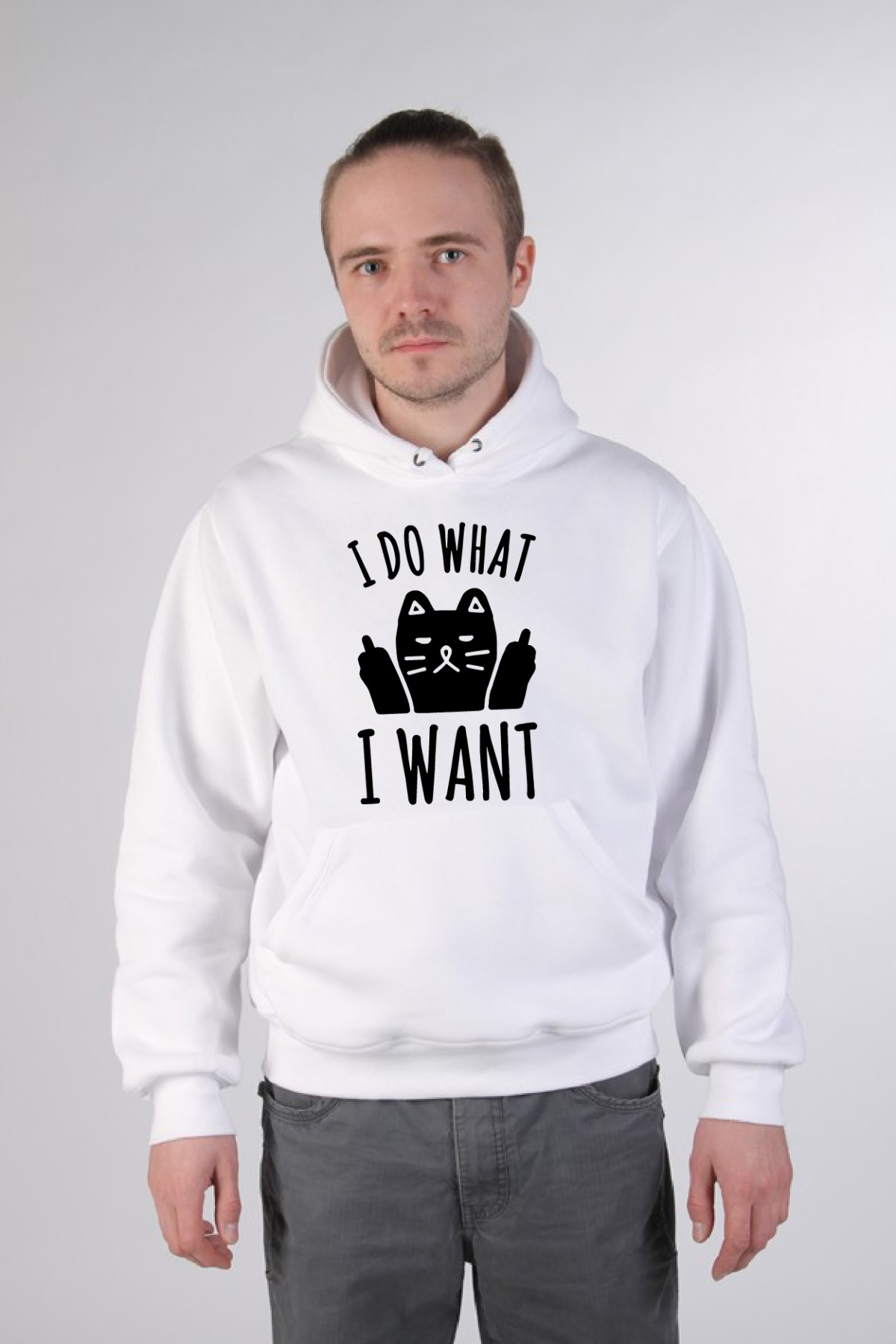  Худи, свитшот или футболка с принтом  I do what I want с котом — фото 2