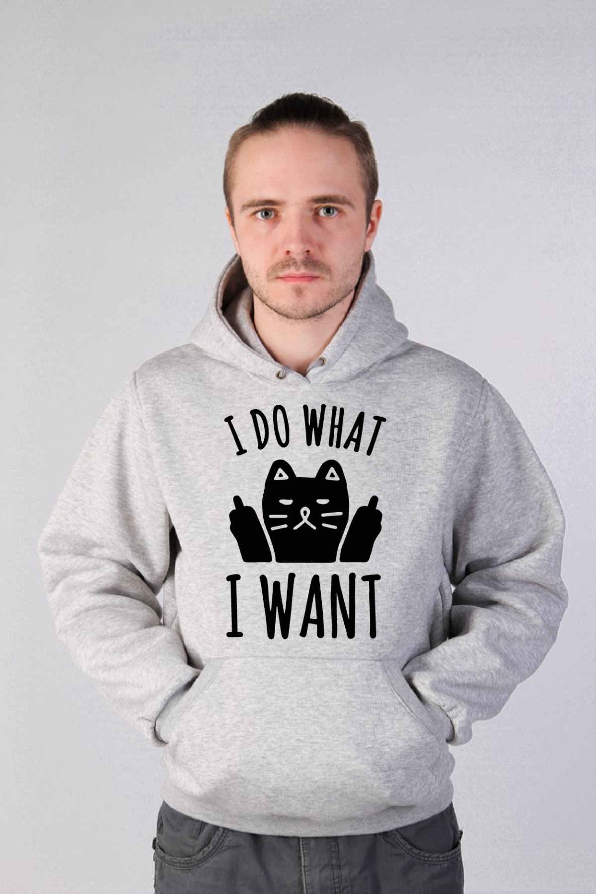  Худи, свитшот или футболка с принтом  I do what I want с котом — фото 4