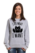  Худи, свитшот или футболка с принтом  I do what I want с котом