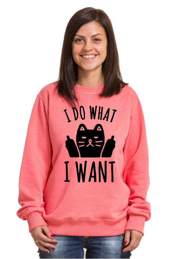 Толстовка, свитшот или футболка с принтом  I do what I want с котом