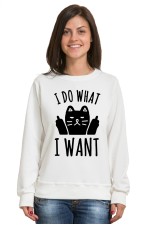  Худи, свитшот или футболка с принтом  I do what I want с котом
