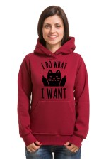  Худи, свитшот или футболка с принтом  I do what I want с котом