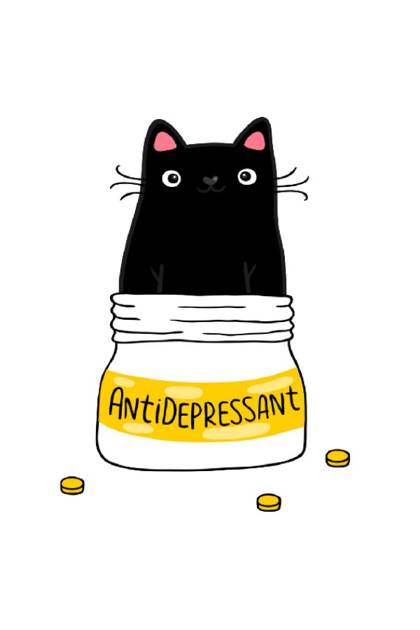  Толстовка с принтом Кот Антидепрессант, свитшот с принтом Кот Антидепрессант, футболка с принтом  Кот Антидепрессант