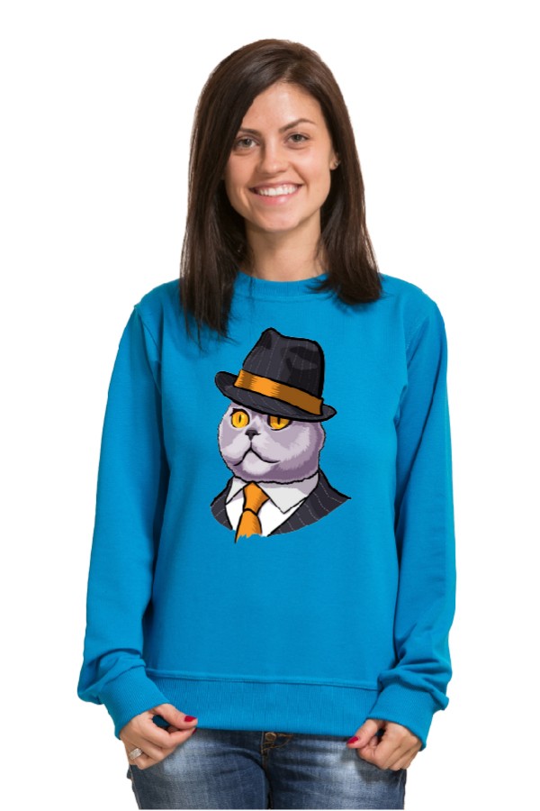  Толстовка с принтом Кот в шляпе, свитшот с принтом Кот в шляпе, футболка с принтом Кот в шляпе