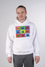  Худи с принтом Кот Popart, свитшот с принтом Кот Popart, футболка с принтом Кот Popart