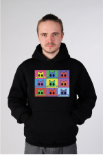  Худи с принтом Кот Popart, свитшот с принтом Кот Popart, футболка с принтом Кот Popart