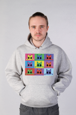  Худи с принтом Кот Popart, свитшот с принтом Кот Popart, футболка с принтом Кот Popart