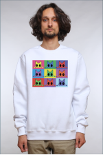  Худи с принтом Кот Popart, свитшот с принтом Кот Popart, футболка с принтом Кот Popart