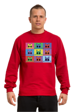  Худи с принтом Кот Popart, свитшот с принтом Кот Popart, футболка с принтом Кот Popart