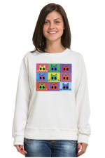  Худи с принтом Кот Popart, свитшот с принтом Кот Popart, футболка с принтом Кот Popart