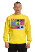  Худи с принтом Кот Popart, свитшот с принтом Кот Popart, футболка с принтом Кот Popart