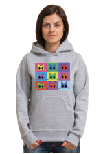  Худи с принтом Кот Popart, свитшот с принтом Кот Popart, футболка с принтом Кот Popart