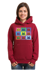  Худи с принтом Кот Popart, свитшот с принтом Кот Popart, футболка с принтом Кот Popart