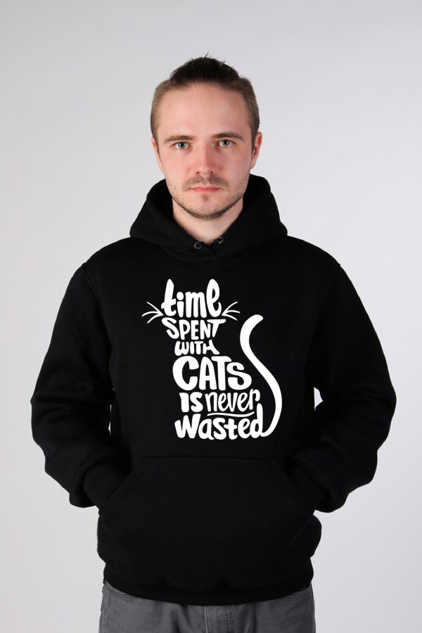  Толстовка, свитшот, футболка с котом Time spent with cats never wasted