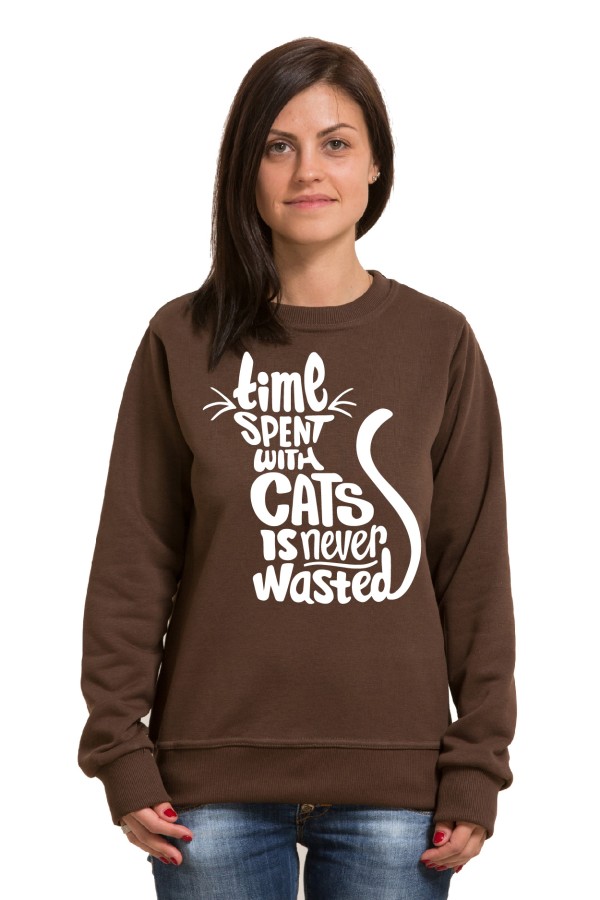  Толстовка, свитшот, футболка с котом Time spent with cats never wasted