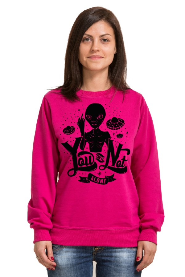 Толстовка с пришельцем, свитшот с пришельцем, футболка с пришельцем You are not alone!
