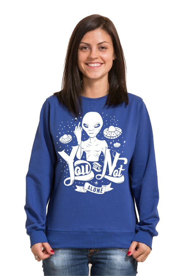 Толстовка с пришельцем, свитшот с пришельцем, футболка с пришельцем You are not alone!