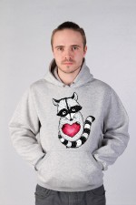  Худи с принтом  Енот с сердцем, свитшот с принтом Енот с сердцем, футболка с принтом Енот с сердцем