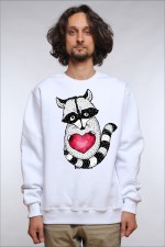  Худи с принтом  Енот с сердцем, свитшот с принтом Енот с сердцем, футболка с принтом Енот с сердцем