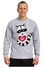  Худи с принтом  Енот с сердцем, свитшот с принтом Енот с сердцем, футболка с принтом Енот с сердцем