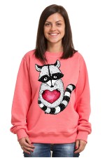  Худи с принтом  Енот с сердцем, свитшот с принтом Енот с сердцем, футболка с принтом Енот с сердцем