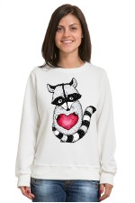  Худи с принтом  Енот с сердцем, свитшот с принтом Енот с сердцем, футболка с принтом Енот с сердцем