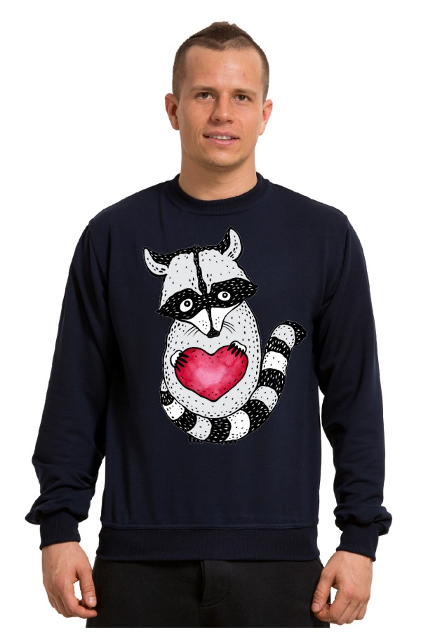  Толстовка с принтом  Енот с сердцем, свитшот с принтом Енот с сердцем, футболка с принтом Енот с сердцем