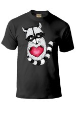  Худи с принтом  Енот с сердцем, свитшот с принтом Енот с сердцем, футболка с принтом Енот с сердцем