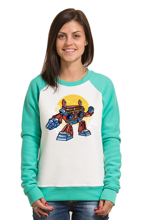  Толстовка с роботом, свитшот с роботом, футболка с принтом Boombox Robot