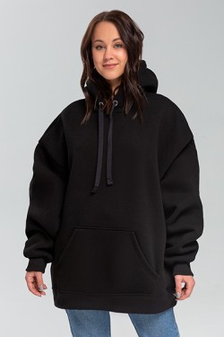 Черная Худи Оверсайз женская (унисекс) | Oversize black hoodie woman (unisex)