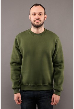 Мужской свитшот цвета хаки утепленный с начесом