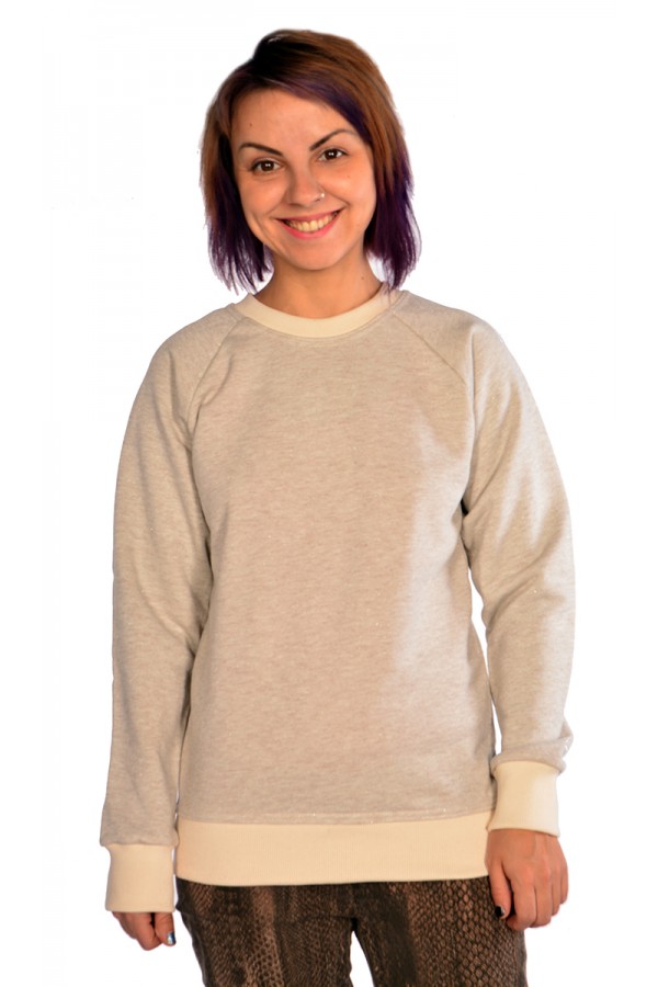  Sand color sweatshirt reglan 320 L-44-46-Woman-(Женский)    Женский песочный бежевый свитшот с рукавом реглан петельный (демисезон) 