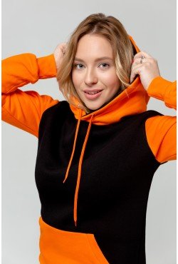 Black-Orange Hoodie - Черно-оранжевое худи подростковое