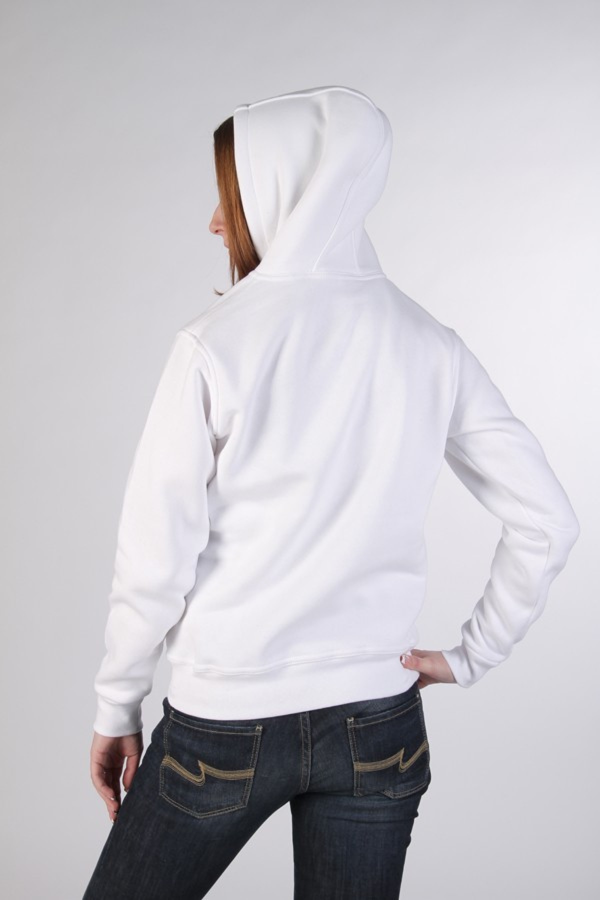 White Hoodie Woman Classic - Женская белая толстовка худи классическая 320гр/м.кв — фото 4