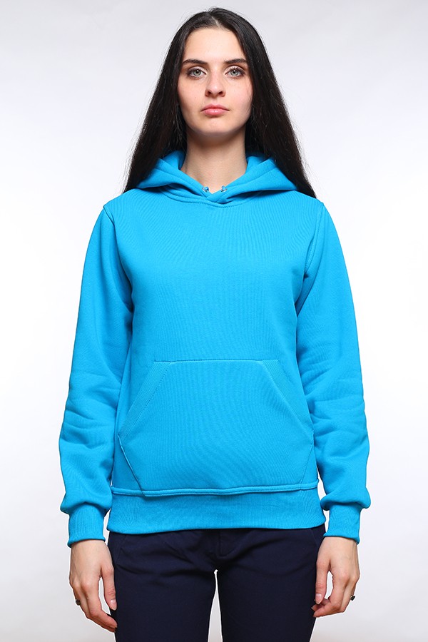  Turquoise Color Hoodie Woman Classic XL-46-48-Woman-(Женский)    Женская бирюзовая толстовка худи классическая 320гр/м.кв 