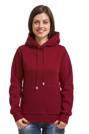 Женская бордовая толстовка худи классическая с начесом 320гр/м.кв