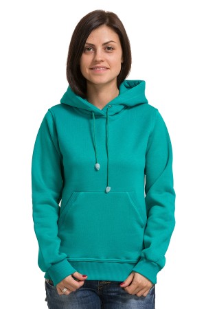 Женская изумрудная толстовка худи классическая 320гр/м.кв (цвет морской волны)