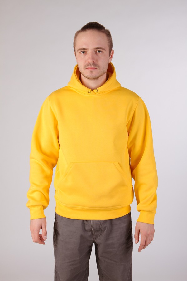  Мужская желтная толстовка с капюшоном 4XL-58-Unisex-(Мужской)    Yellow Hoodie Man Classic Мужская желтая толстовка худи классическая 320гр/м.кв 