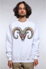 Толстовка, свитшот, футболка с принтом Баран в этническом стиле