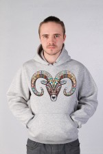 Толстовка, свитшот, футболка с принтом Баран в этническом стиле