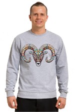 Толстовка, свитшот, футболка с принтом Баран в этническом стиле