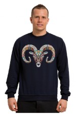 Толстовка, свитшот, футболка с принтом Баран в этническом стиле