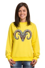 Толстовка, свитшот, футболка с принтом Баран в этническом стиле