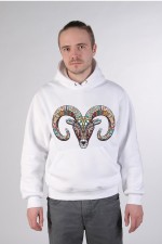 Толстовка, свитшот, футболка с принтом Баран в этническом стиле