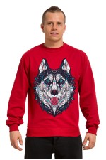  Толстовка, свитшот, футболка с Собакой хаски в этническом стиле