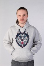  Толстовка, свитшот, футболка с Собакой хаски в этническом стиле