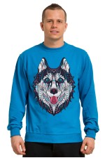  Толстовка, свитшот, футболка с Собакой хаски в этническом стиле